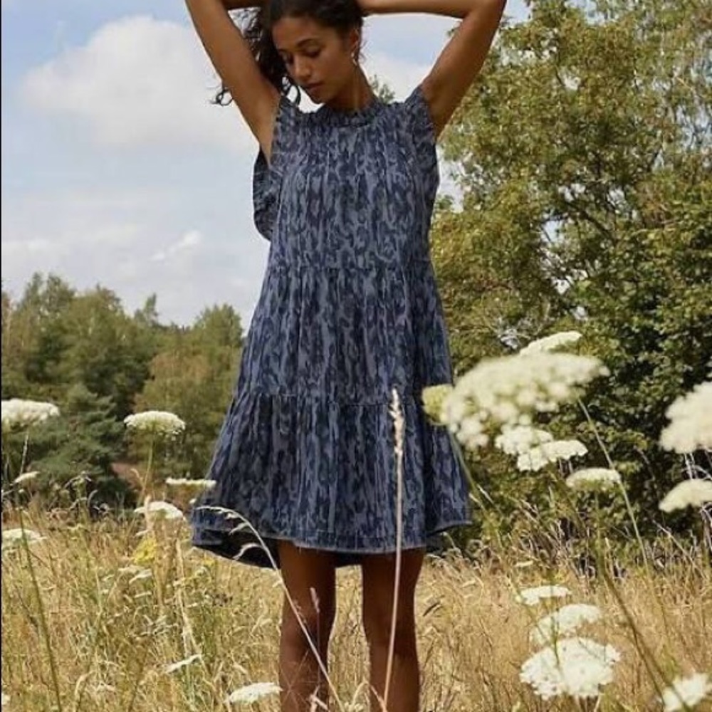 Anthropologie Women's Small Jenee Tiered Sleeveless Tunic Dress